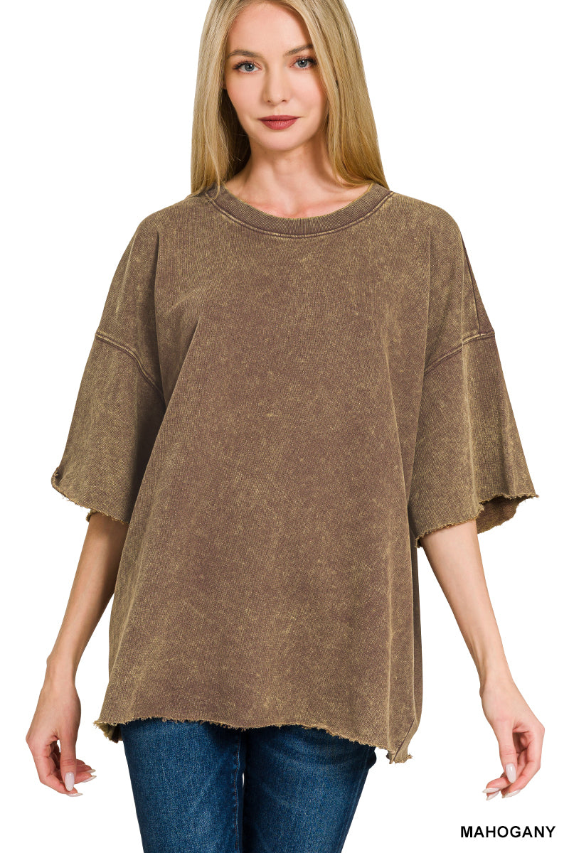 French Terry oversized top- mahogany