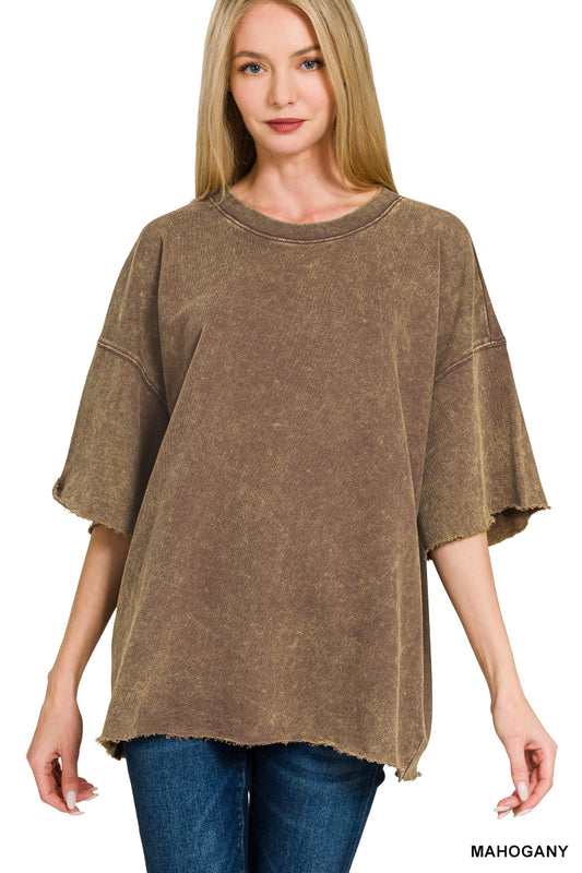 French Terry oversized top- mahogany