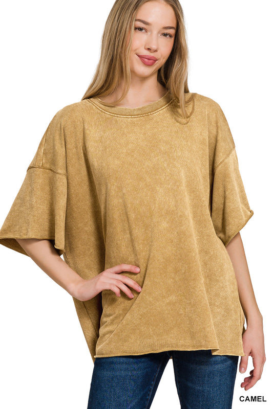 French Terry oversized top- camel