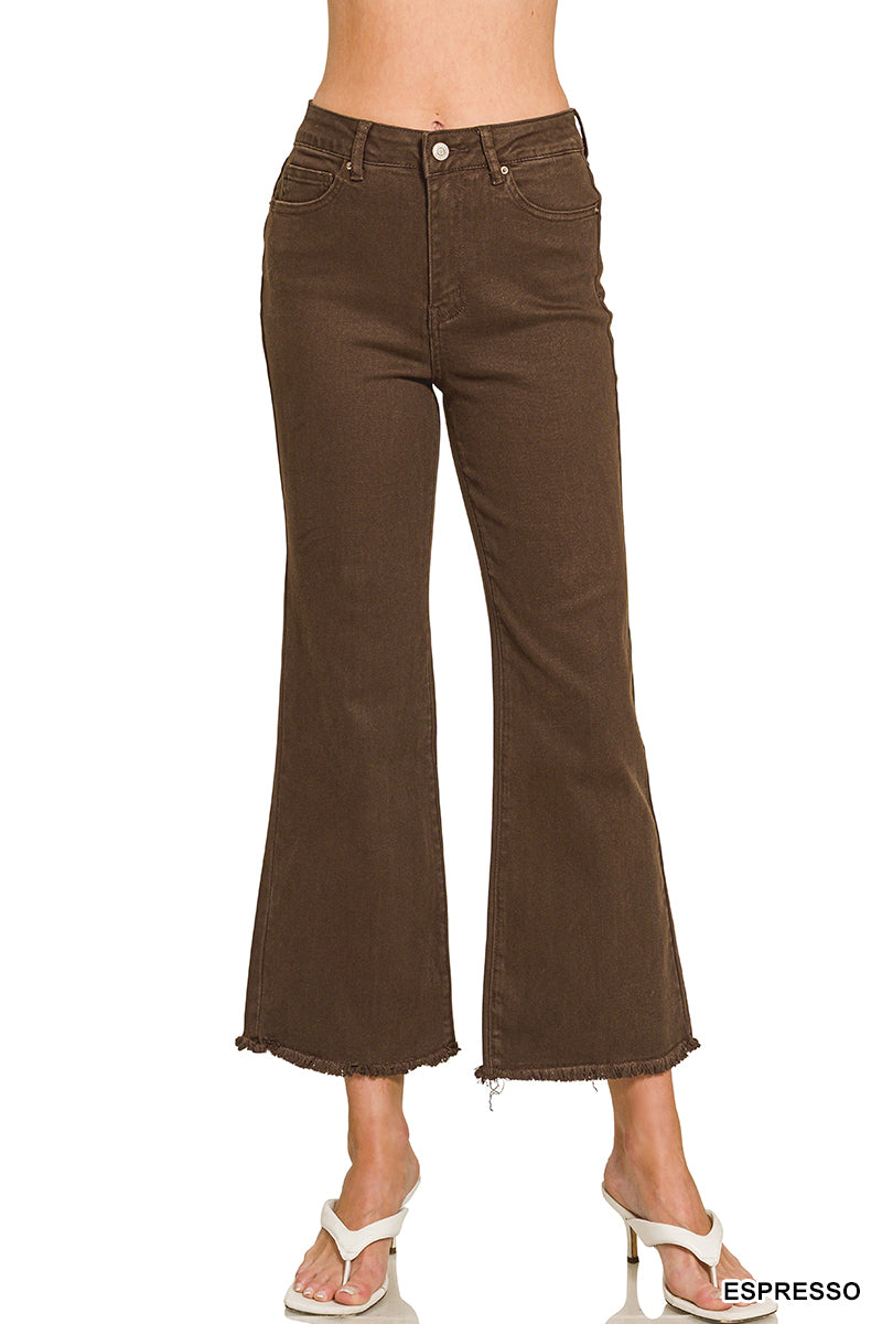 ACID WASHED HIGH WAIST PANTS- expresso