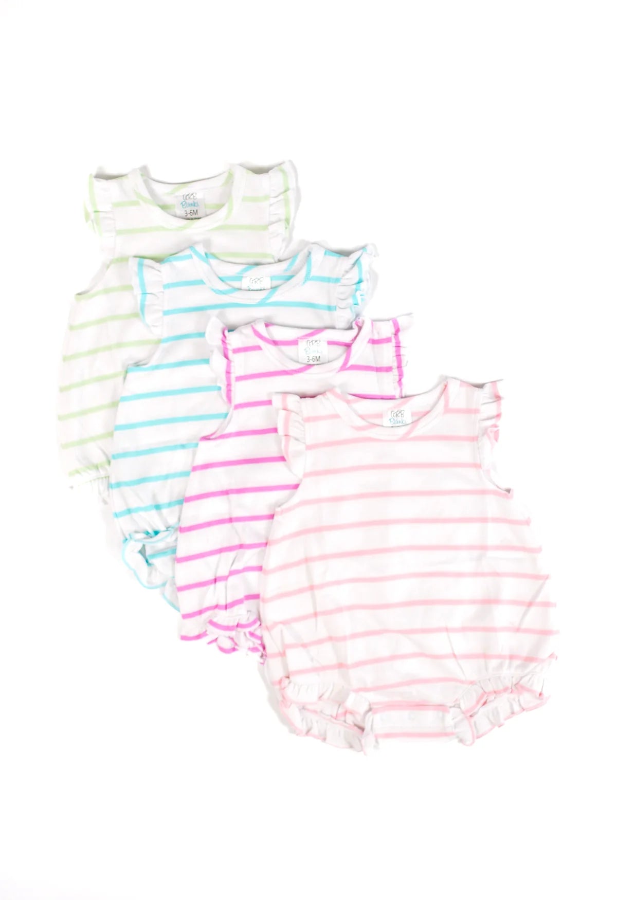 Ruffle sleeve bubble mint stripe- embroider me