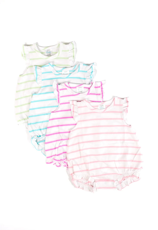 Ruffle sleeve bubble mint stripe- embroider me
