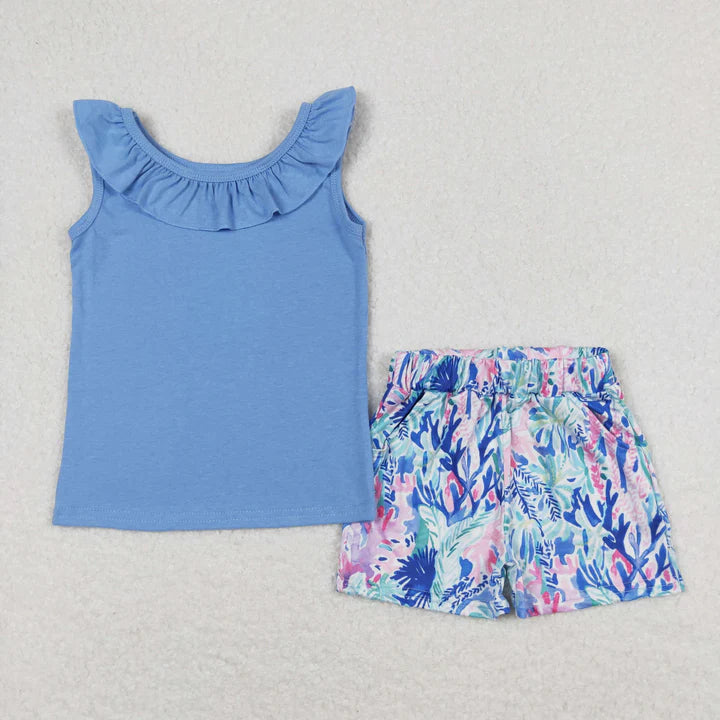 Blue florals short set