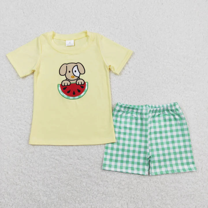 Watermelon dog boys short set