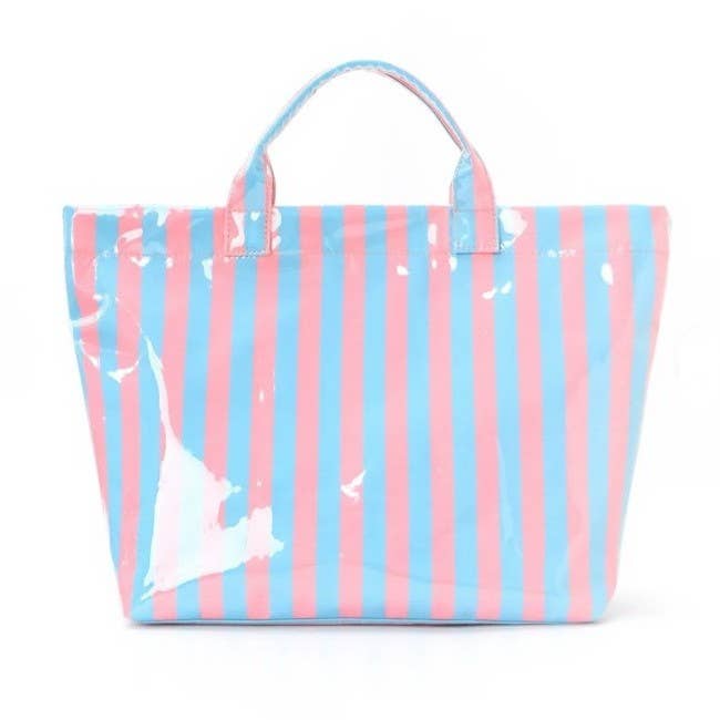 Large Striped Vinyl Tote Bags