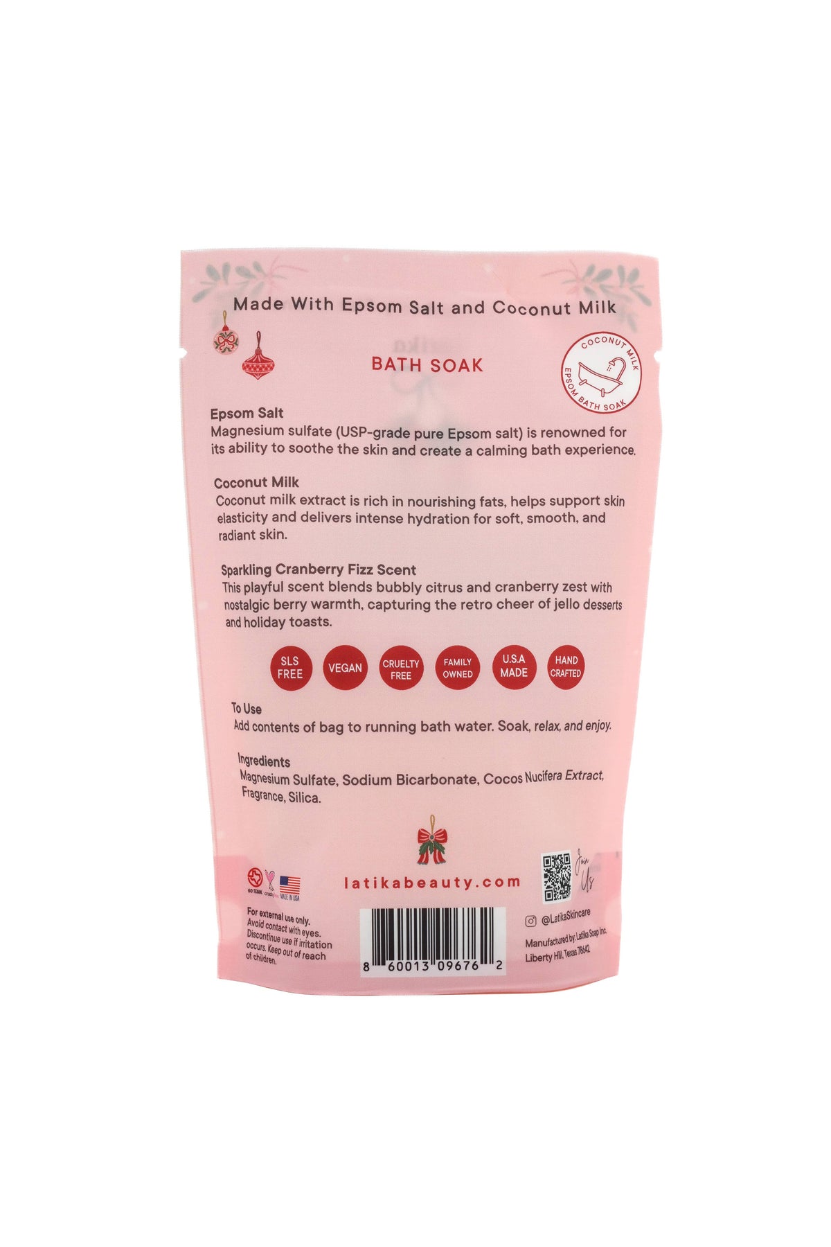 Pink Christmas Bath Salt - Stocking Stuffer - Christmas tree