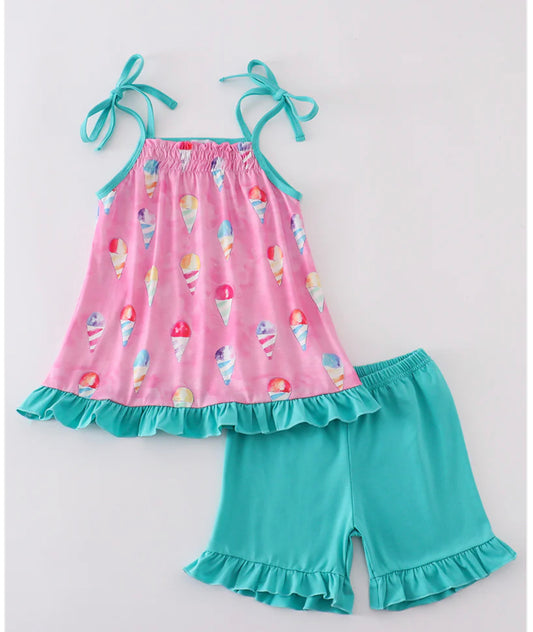 Pink ice cream short set