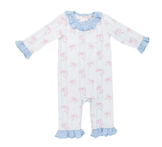 Bowtiful girls Riley romper- cypress row