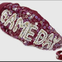 Burgendy/white game day headband