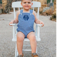 Navy gingham sunsuit