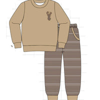 Brown antler embrodiered boys set