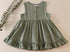 Sage ruffle button linen dress
