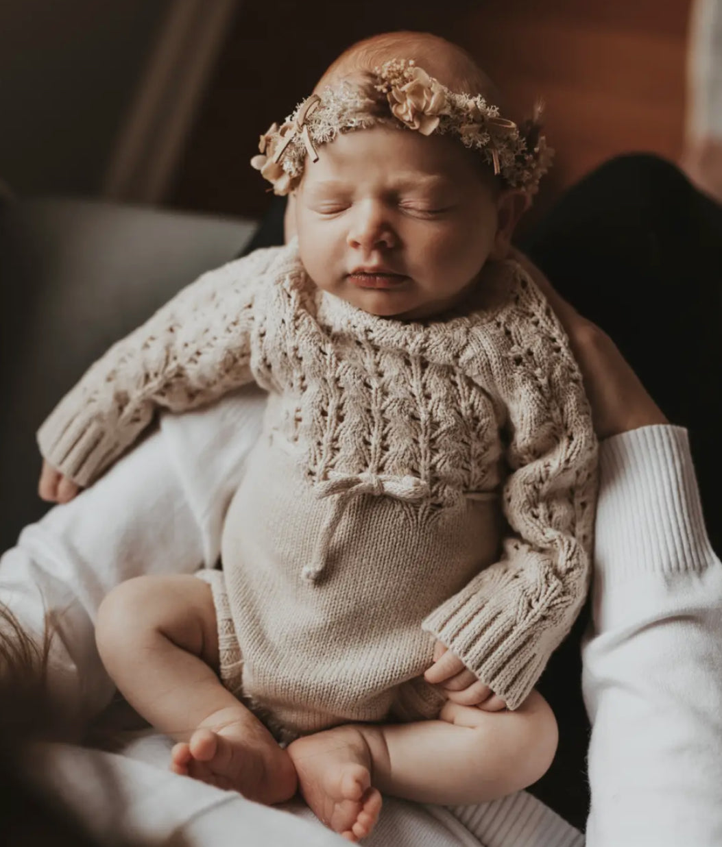 Taupe knitted sweater romper