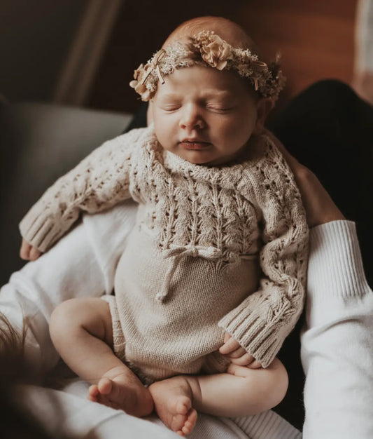 Taupe knitted sweater romper