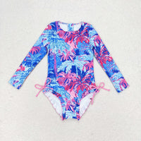 Palm Rashguard one piece swimsuit