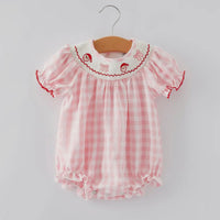 Pink smocked Santa bow bubble