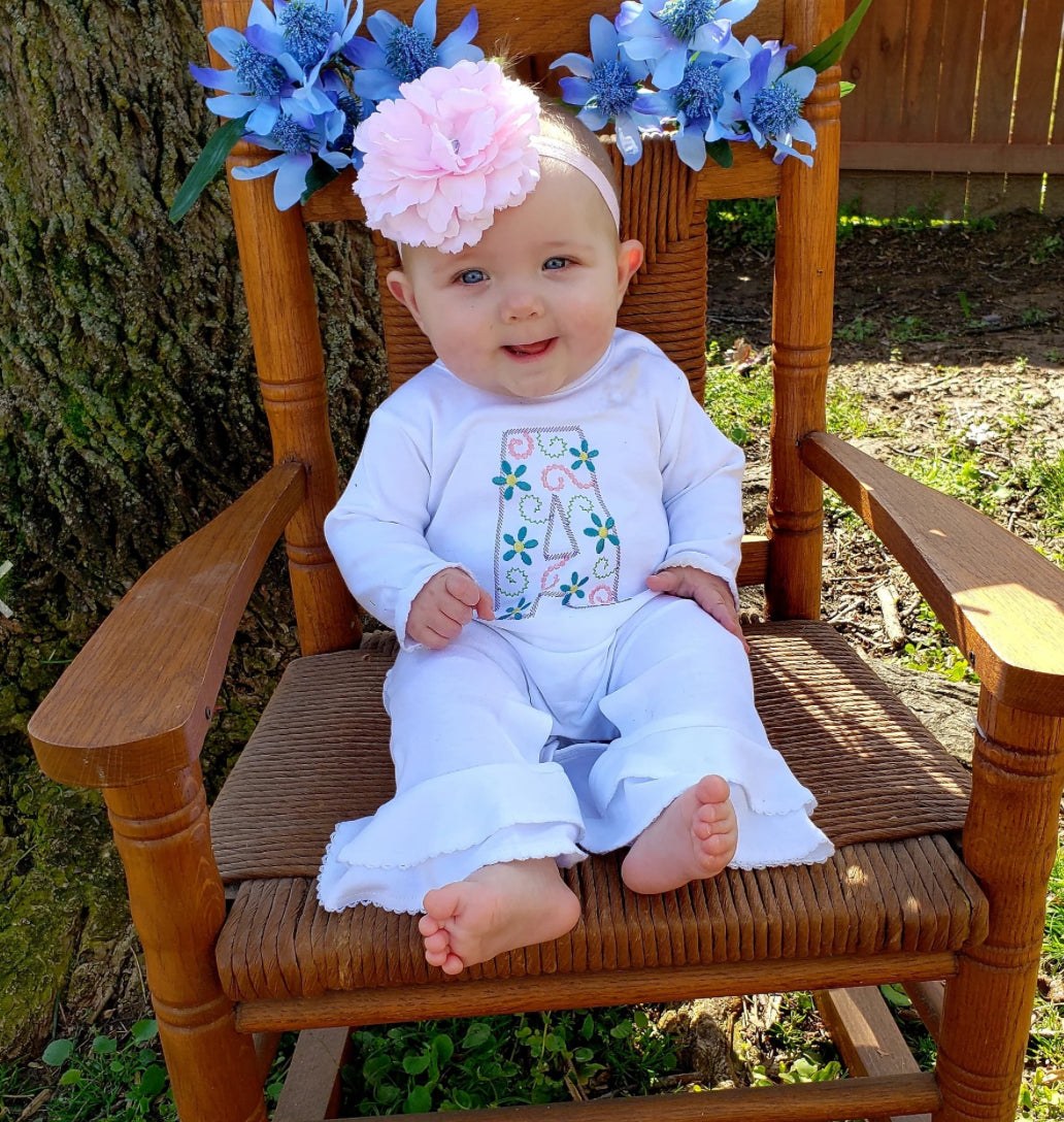 Ruffle wide leg baby romper