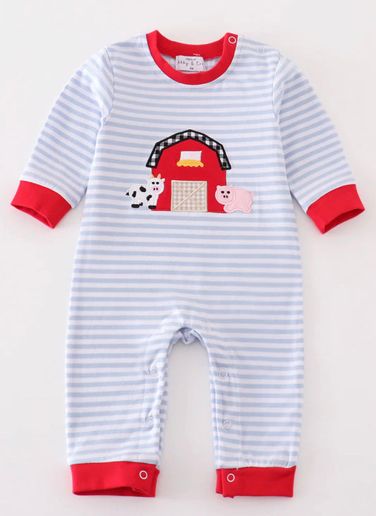 Farm appliqué boys romper