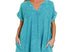 Raw edge v-neck dress - teal
