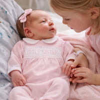 Little sister smocked footies