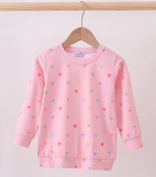 Pink heart sweatshirt top