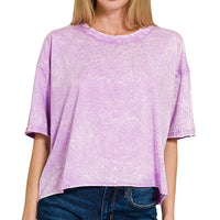 Acid crinkle wash tee - lavender