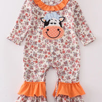 Floral cow girls romper