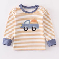 Pumpkin striped boys shirt