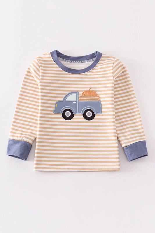 Pumpkin striped boys shirt