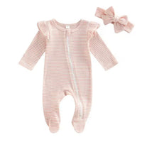Ruffle baby sleeper NB- embroider for $6