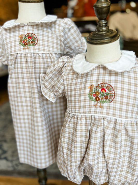 Turkey embroidered plaid dress