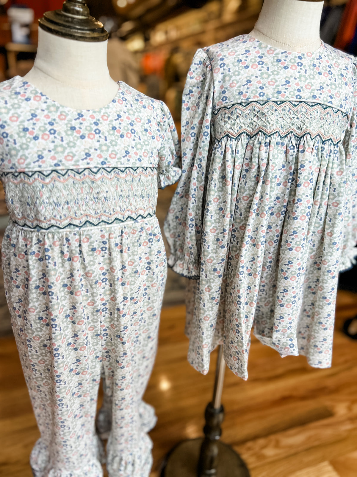 Vintage ditsy smocked romper