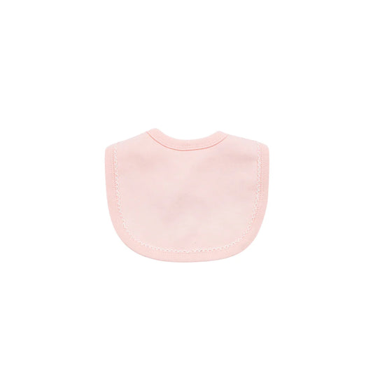 Pink picot trimmed bib