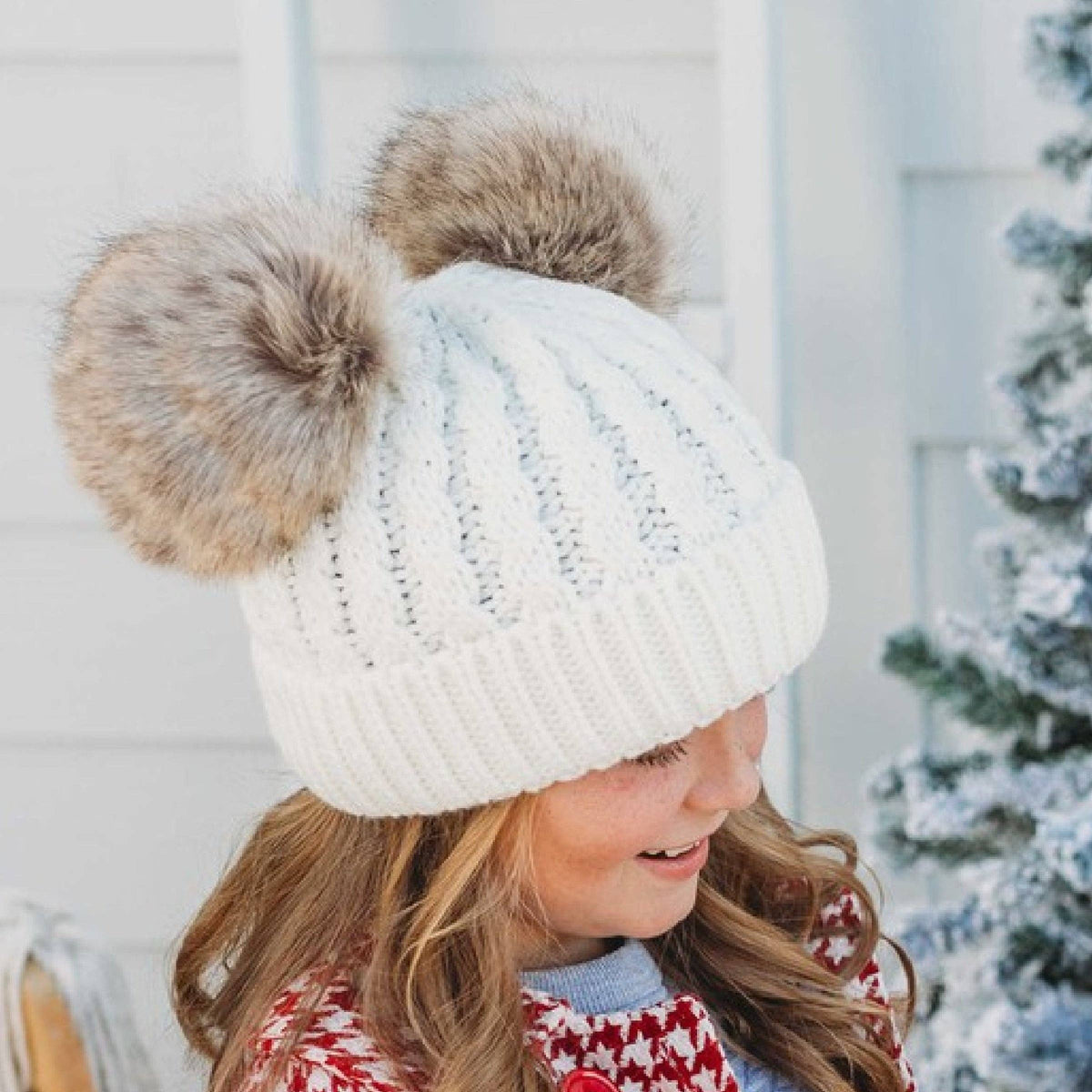CC Kids Double Fur Pom Beanie