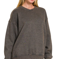 Acid wash oversized pullover- ash black