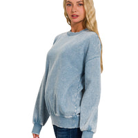 Acid wash pullover- blue grey