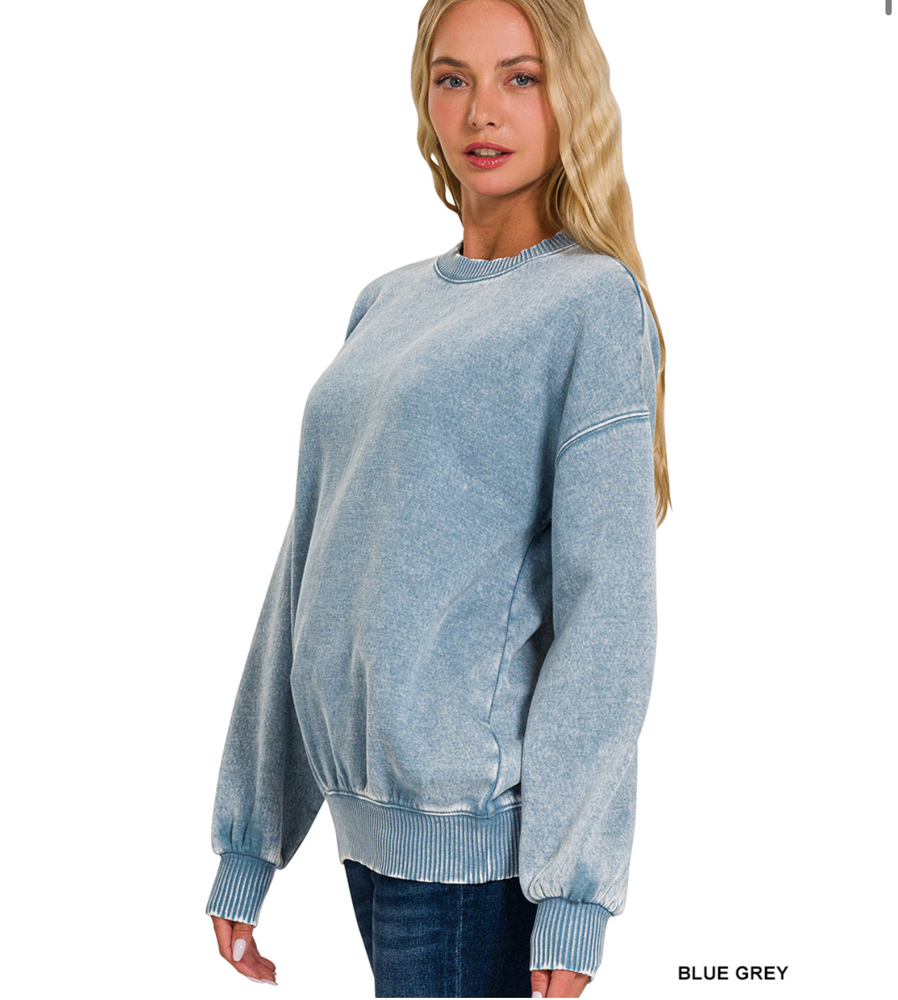 Acid wash pullover- blue grey