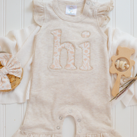 Baby Girl Outfit | Oatmeal Flutter Romper - HI