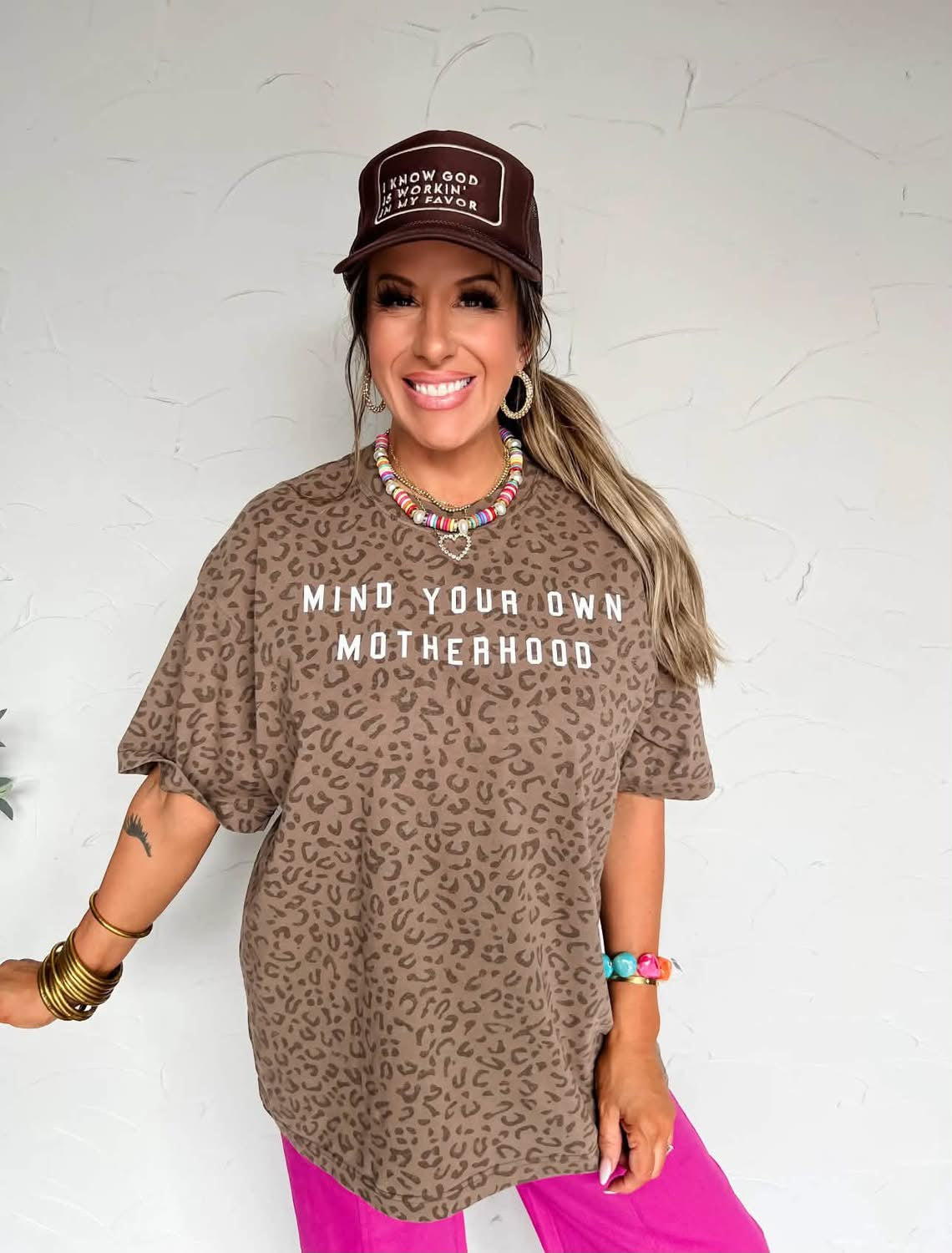 Mind your own motherhood leopard tee