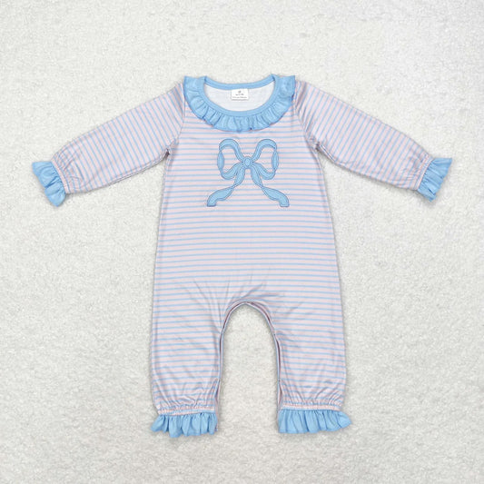Embroidered bow romper
