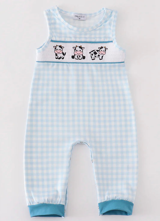 Blue Gingham cow trio Jon Jon