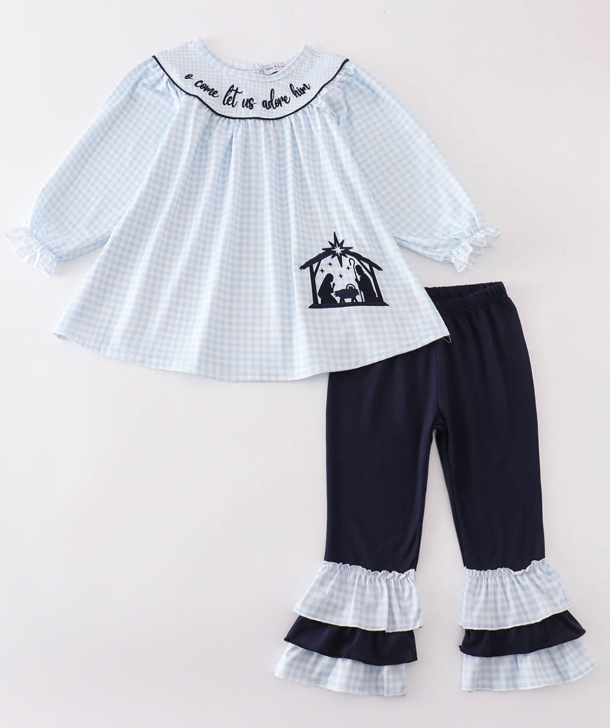 Nativity embroidered girls pant set