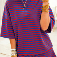 Red/blue striped short set