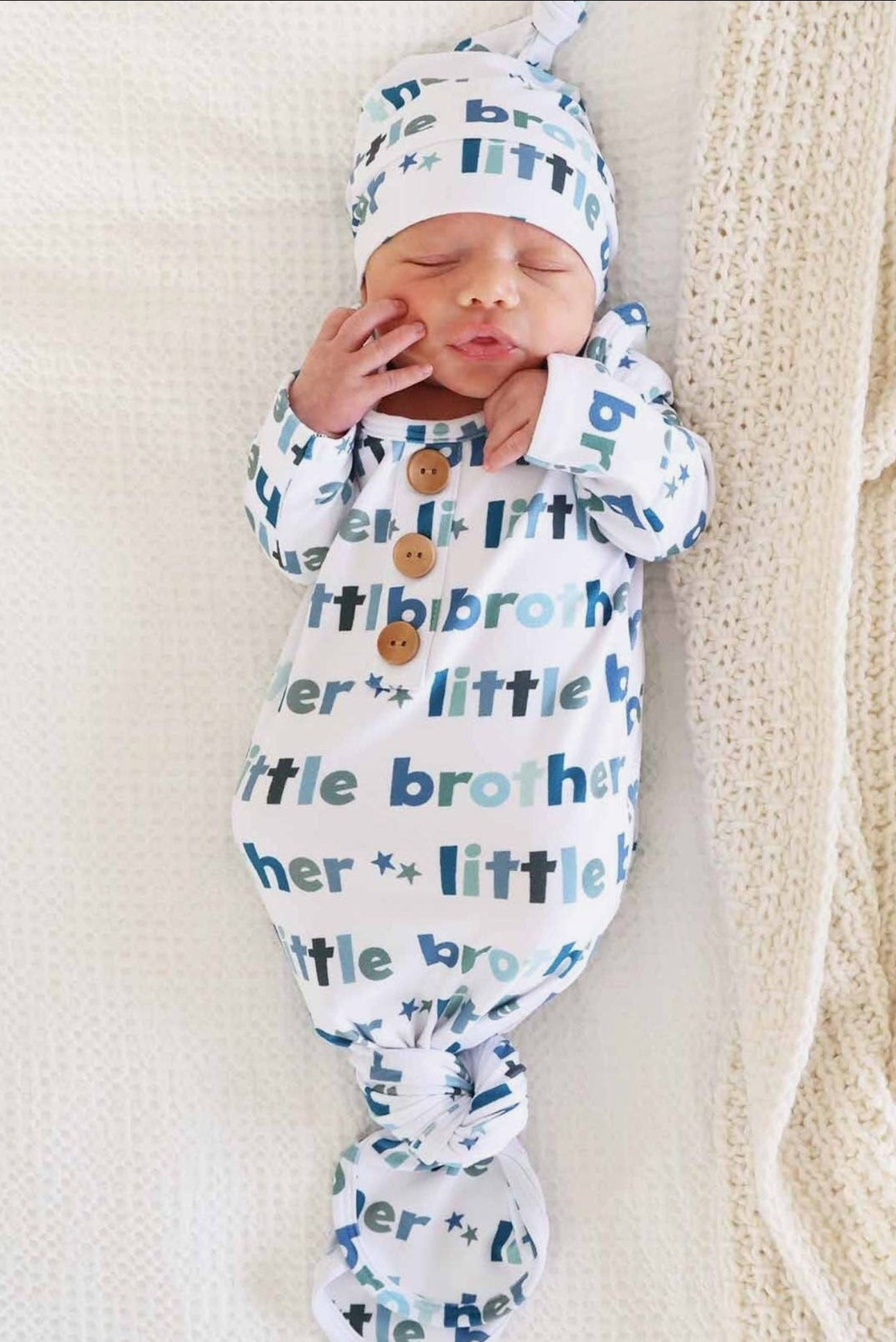 Little brother knot gown + hat set bamboo