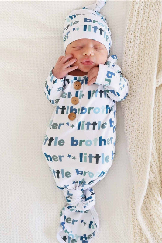 Little brother knot gown + hat set bamboo