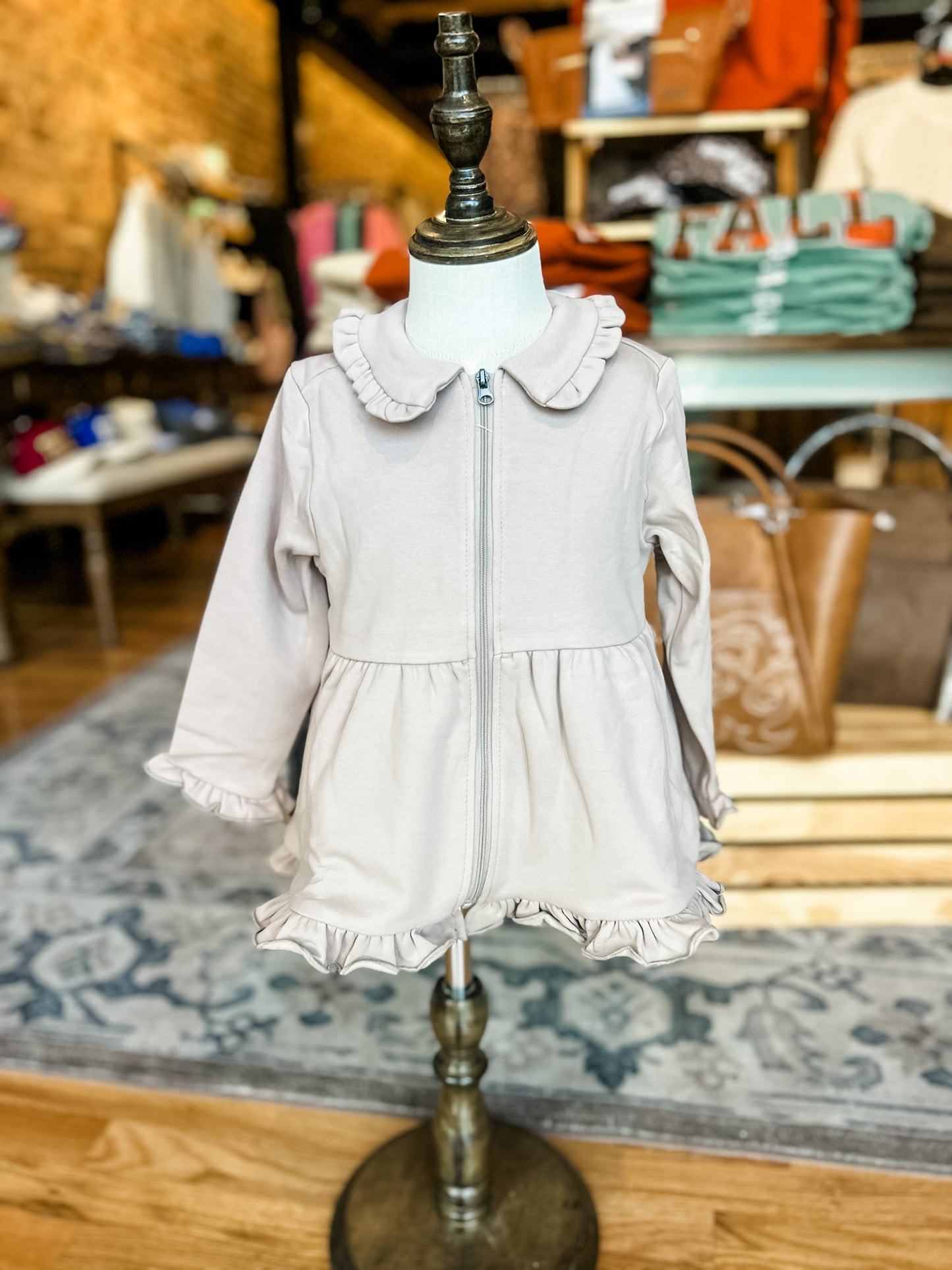 Mocha ruffle girls jacket