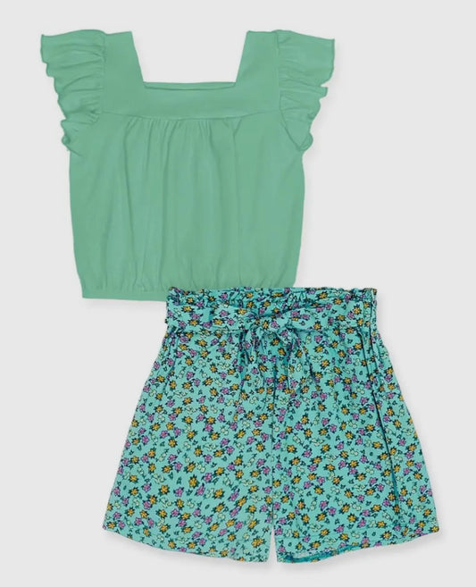 Girls teal short set