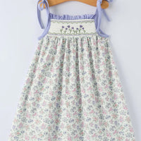 Purple floral smocked dress