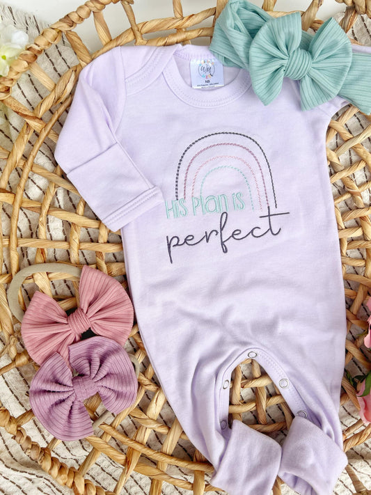 Baby Girl Romper | His Plans are Perfect Rainbow