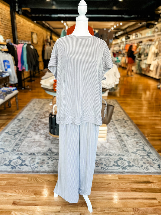 Grey ribbed pant set- XL